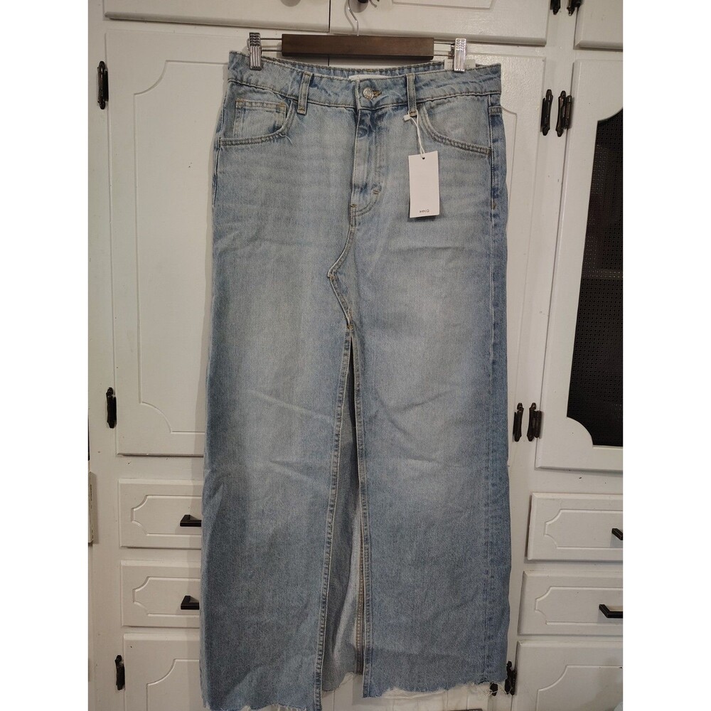 MANGO Denim Long Skirt Frankie in Light Blue Vintage Colorway NWT Women's Med